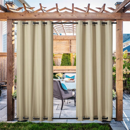 Waterdicht Buitengordijn Zware Stof Windbestendig UV-bescherming Privacy 1 Paneel Taupe Grijs Navy