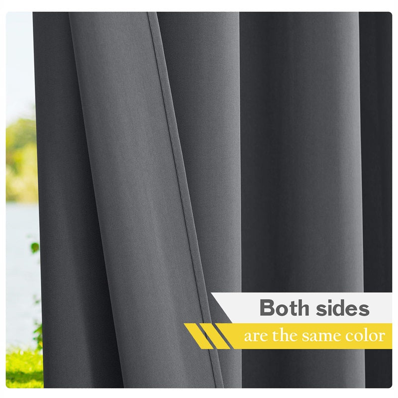 Waterdicht Buitengordijn Zware Stof Windbestendig UV-bescherming Privacy 1 Paneel Taupe Grijs Navy