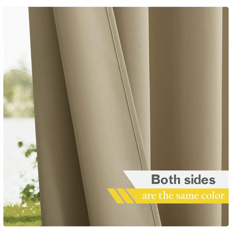 Waterdicht Buitengordijn Zware Stof Windbestendig UV-bescherming Privacy 1 Paneel Taupe Grijs Navy