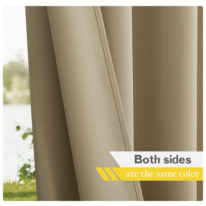 Waterdicht Buitengordijn Zware Stof Windbestendig UV-bescherming Privacy 1 Paneel Taupe Grijs Navy