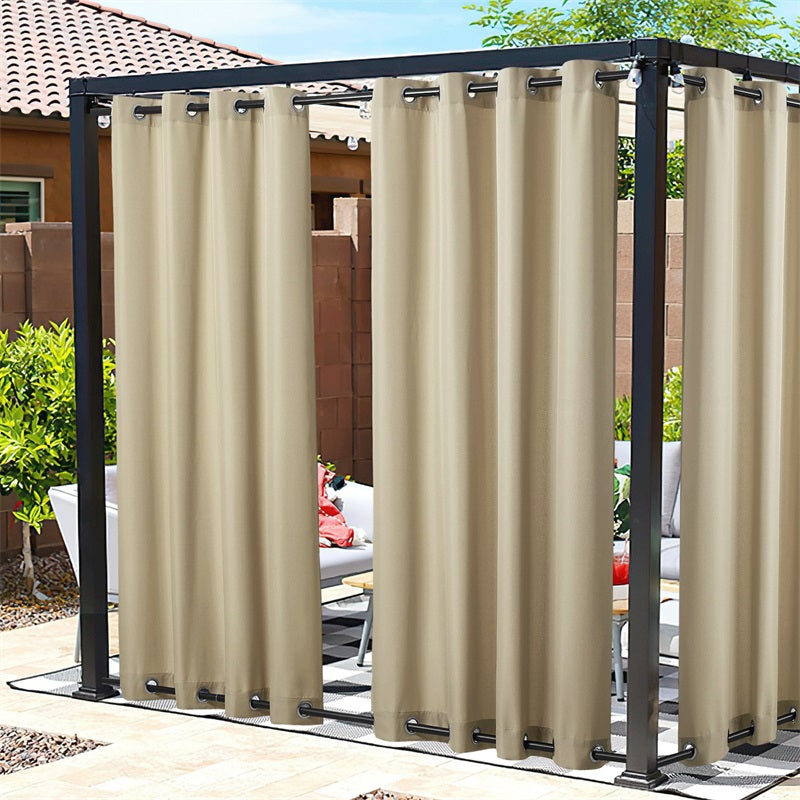Waterdicht Buitengordijn Zware Stof Windbestendig UV-bescherming Privacy 1 Paneel Taupe Grijs Navy