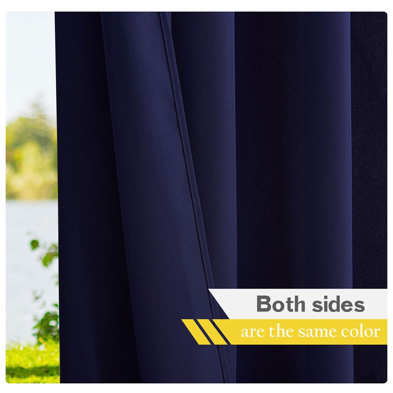 Waterdicht Buitengordijn Zware Stof Windbestendig UV-bescherming Privacy 1 Paneel Taupe Grijs Navy