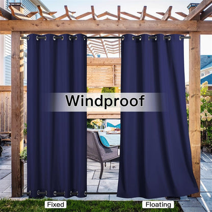 Waterdicht Buitengordijn Zware Stof Windbestendig UV-bescherming Privacy 1 Paneel Taupe Grijs Navy