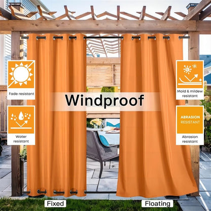 Waterdicht Buitengordijn Zware Stof Windbestendig UV-bescherming Privacy 1 Paneel Taupe Grijs Navy