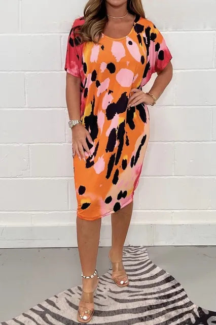 Dames Jurk Grote Maten Bedrukt Casual Stijl