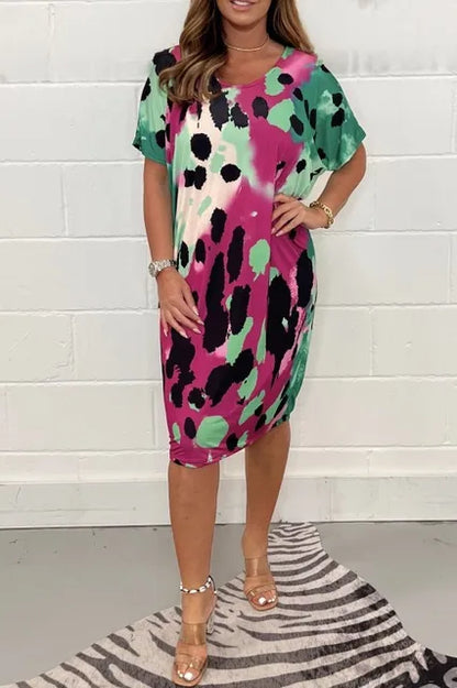 Dames Jurk Grote Maten Bedrukt Casual Stijl
