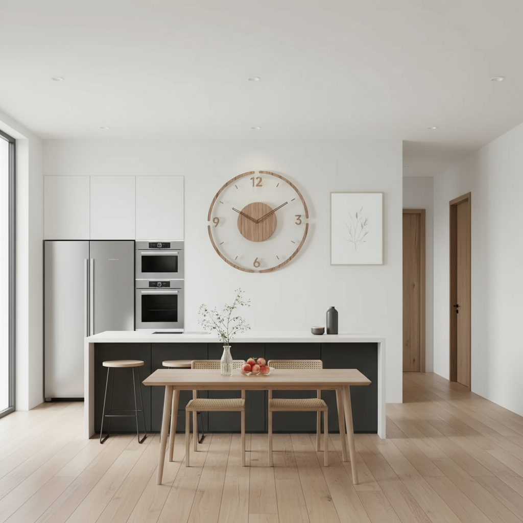 Sansoti | Moderne Houten Wandklok met Stil Uurwerk
