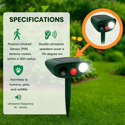 Zonne-energie Ultrasone Hertenafweerder – Effectieve Dierverdrijver voor Tuin & Erf binnen 48 Uur