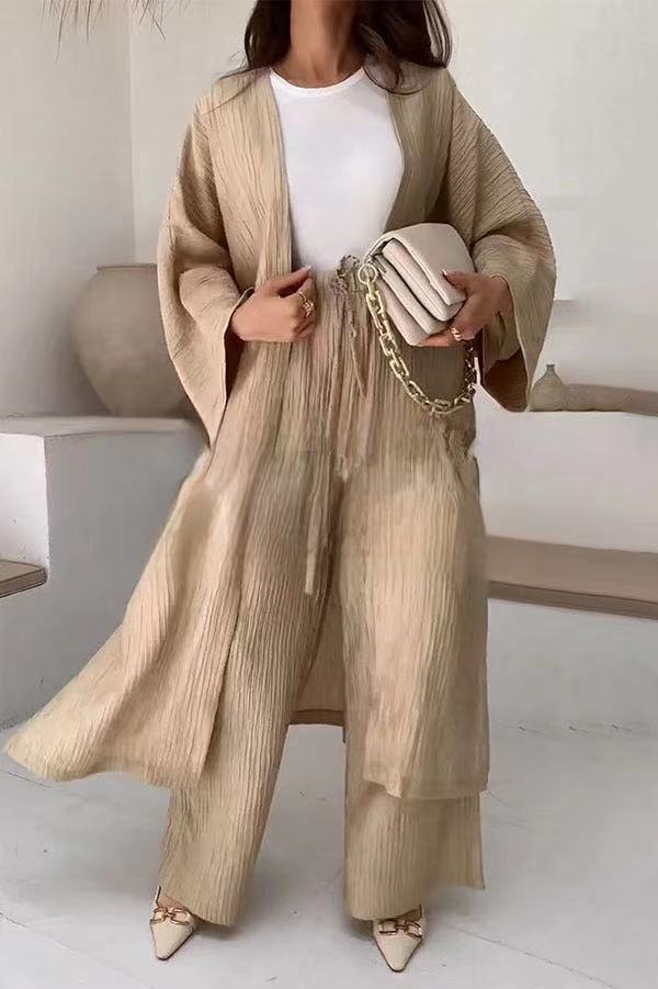 Grynet Geplooide Kimonoset | Elegante Tweedelige Set 1
