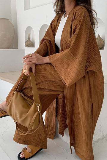 Grynet Geplooide Kimonoset | Elegante Tweedelige Set 2