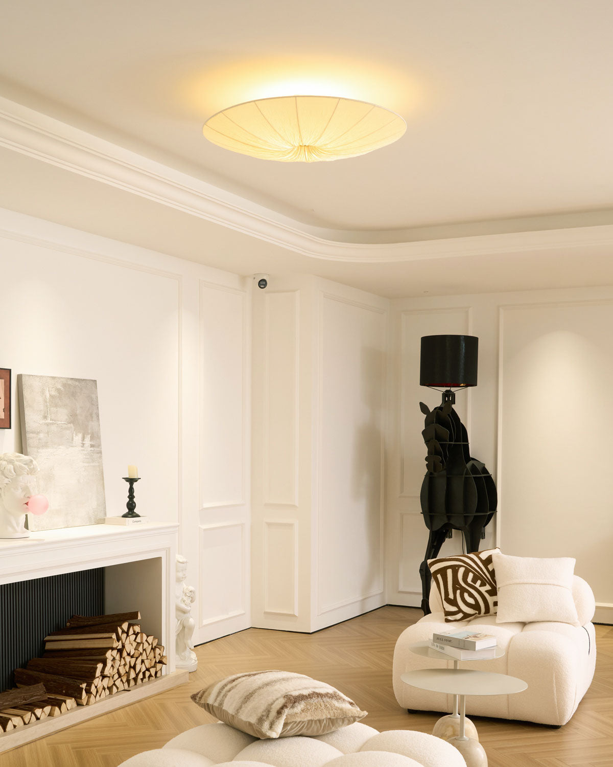 Tassel Plafondlamp Kwastjesdetail Beige Stof IJzer Warm Diffuus Licht Moderne Flush Mount Eetkamer Slaapkamer Entree