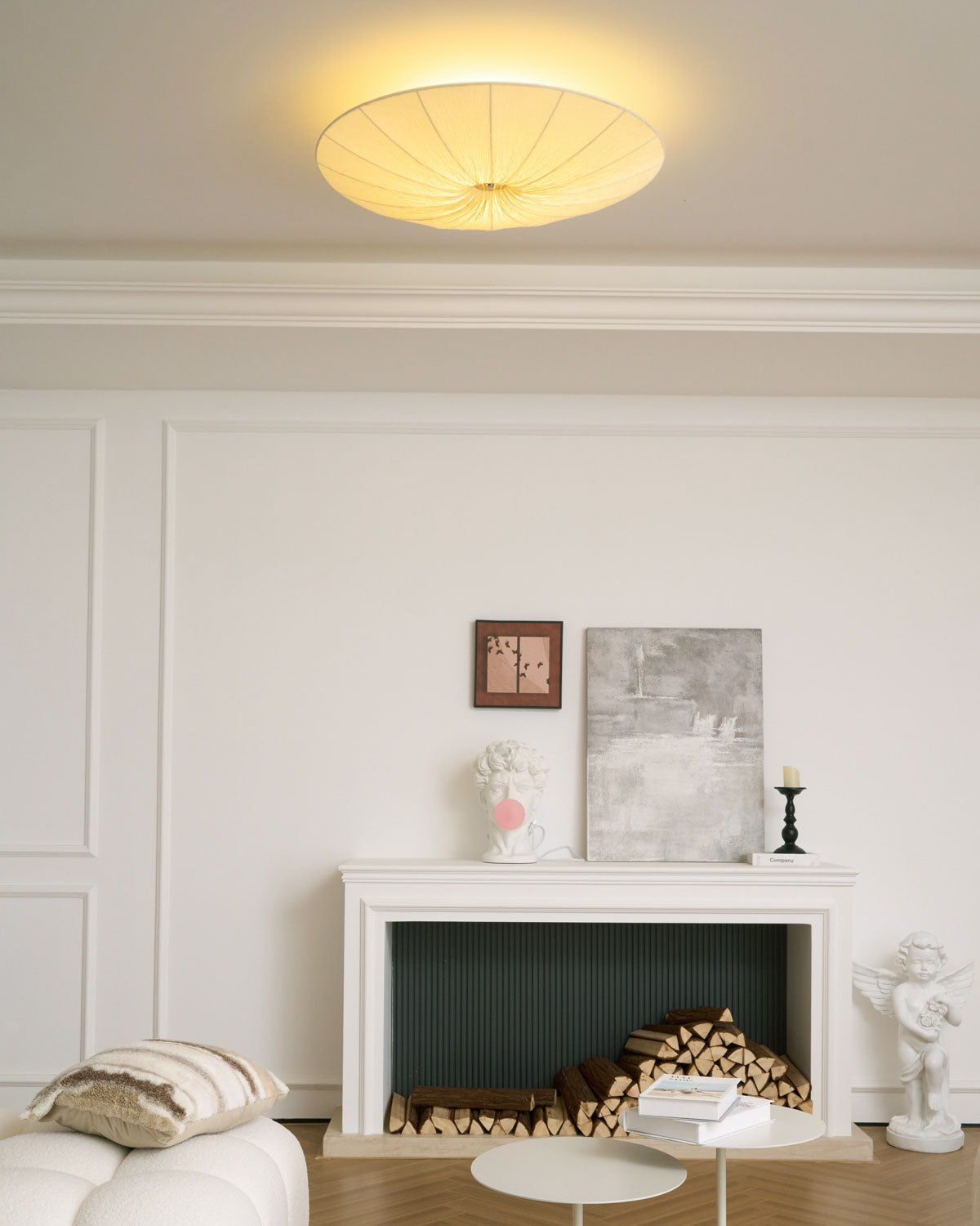 Tassel Plafondlamp Kwastjesdetail Beige Stof IJzer Warm Diffuus Licht Moderne Flush Mount Eetkamer Slaapkamer Entree