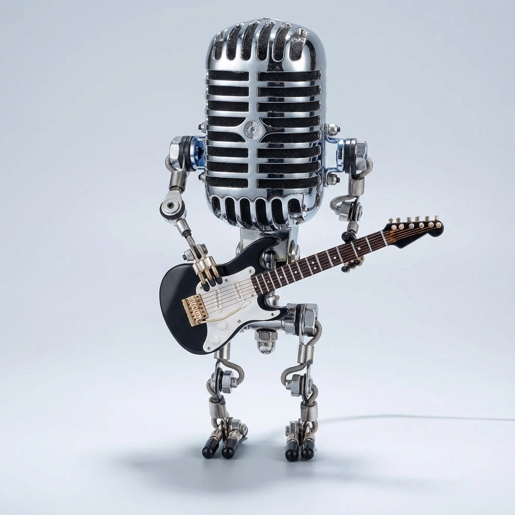 Tafellamp Microfoon Robot Gitaar LED Retro Bureaulamp USB Batterij Slaapkamer Muziek Decoratielamp Cadeau Vintage