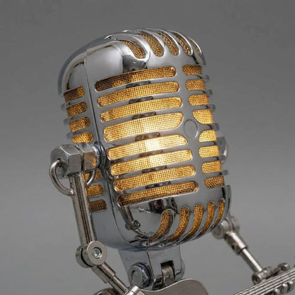 Tafellamp Microfoon Robot Gitaar LED Retro Bureaulamp USB Batterij Slaapkamer Muziek Decoratielamp Cadeau Vintage