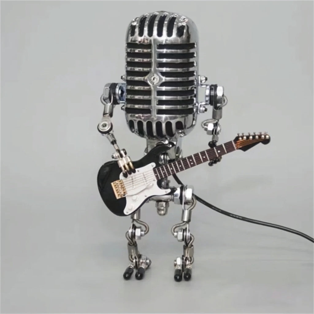 Tafellamp Microfoon Robot Gitaar LED Retro Bureaulamp USB Batterij Slaapkamer Muziek Decoratielamp Cadeau Vintage