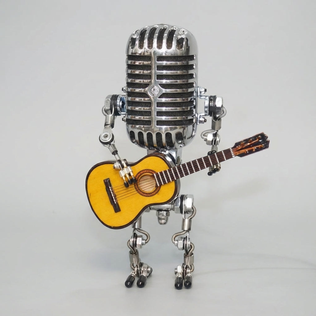 Tafellamp Microfoon Robot Gitaar LED Retro Bureaulamp USB Batterij Slaapkamer Muziek Decoratielamp Cadeau Vintage