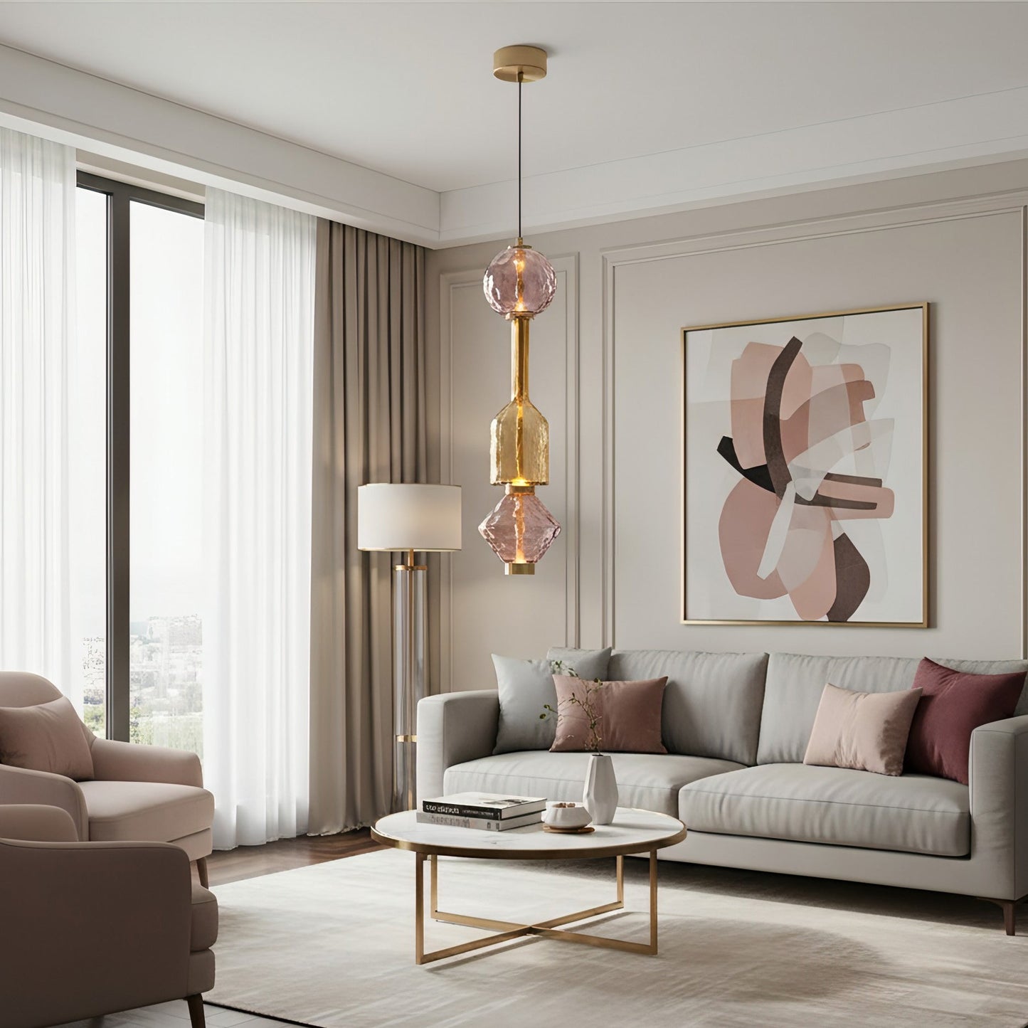 Hanglamp met Gekleurde Glazen Bol – Modern Design voor Eetkamer en Keuken