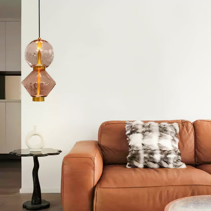 Hanglamp met Gekleurde Glazen Bol – Modern Design voor Eetkamer en Keuken