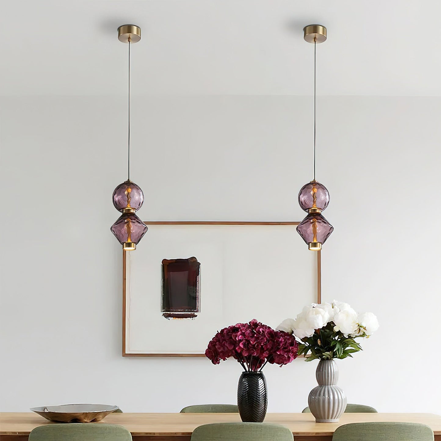 Hanglamp met Gekleurde Glazen Bol – Modern Design voor Eetkamer en Keuken