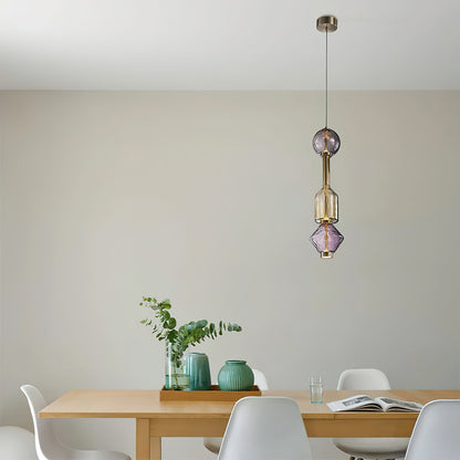 Hanglamp met Gekleurde Glazen Bol – Modern Design voor Eetkamer en Keuken