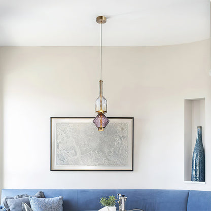 Hanglamp met Gekleurde Glazen Bol – Modern Design voor Eetkamer en Keuken