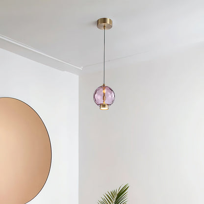Hanglamp met Gekleurde Glazen Bol – Modern Design voor Eetkamer en Keuken