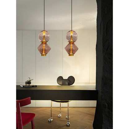 Hanglamp met Gekleurde Glazen Bol – Modern Design voor Eetkamer en Keuken