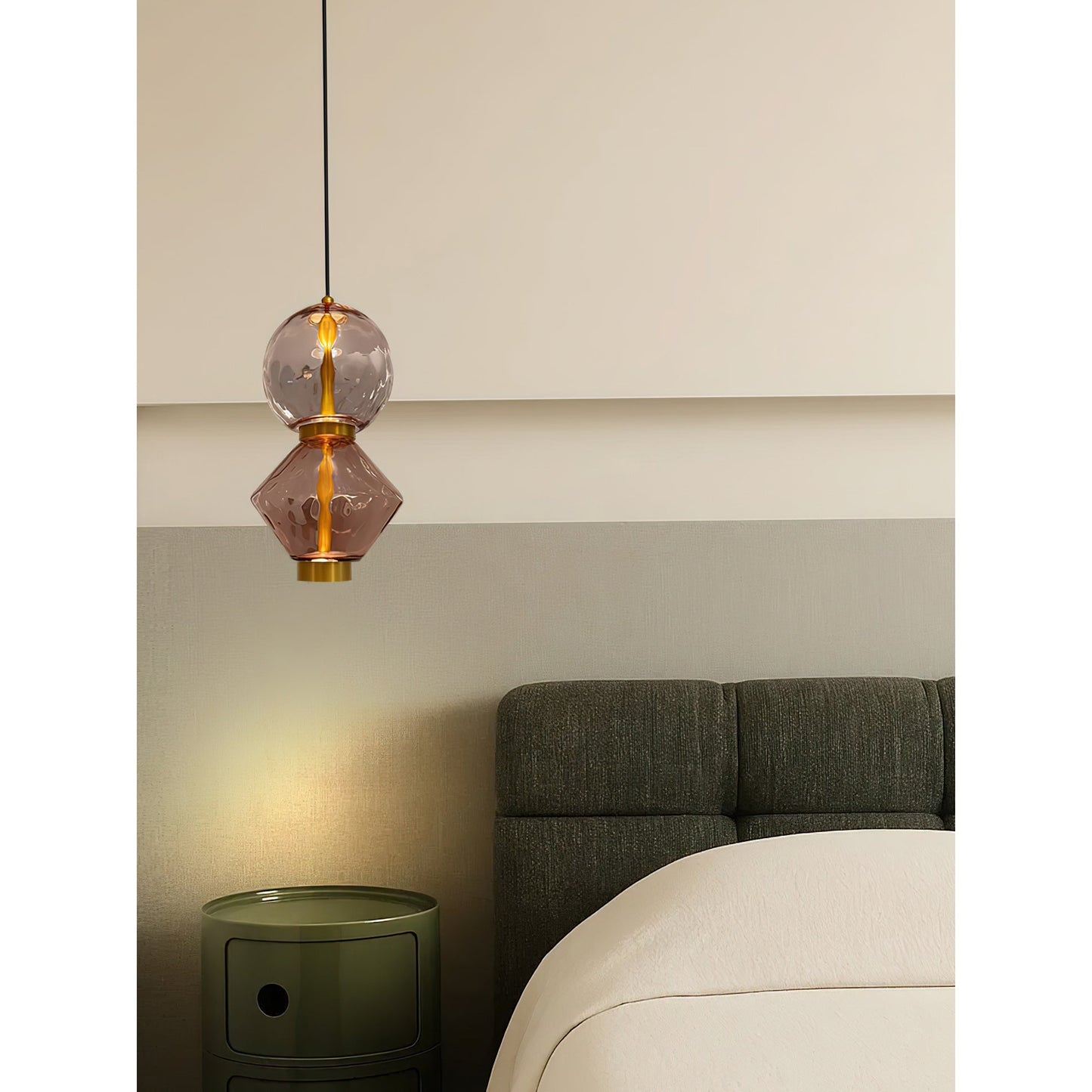 Hanglamp met Gekleurde Glazen Bol – Modern Design voor Eetkamer en Keuken