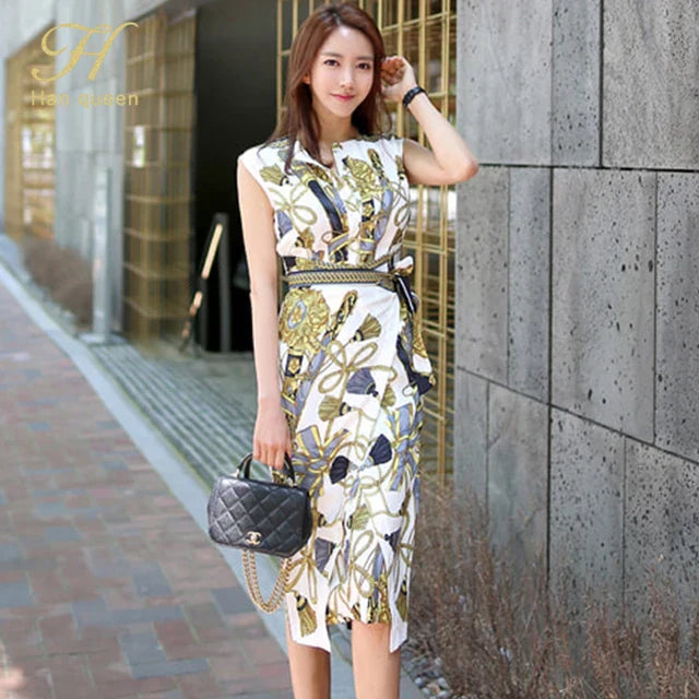 Jurk Potlood Zomerkleding Kanten Print Mode