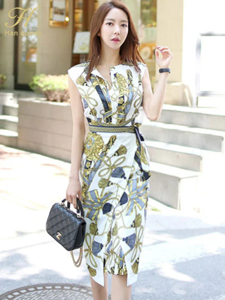 Jurk Potlood Zomerkleding Kanten Print Mode