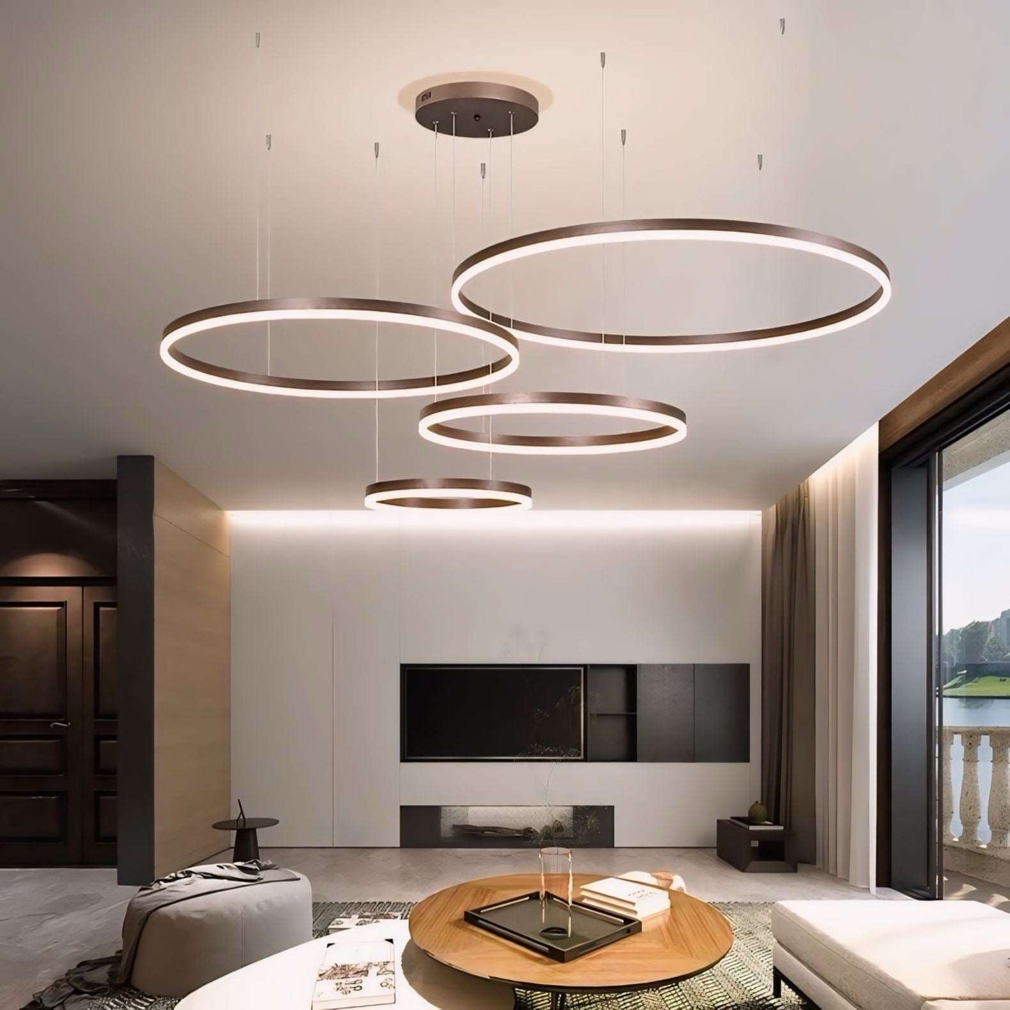 Moderne Led Ring Hanglamp Met Meerdere Lichtcirkels En Dimbare Verlichting
