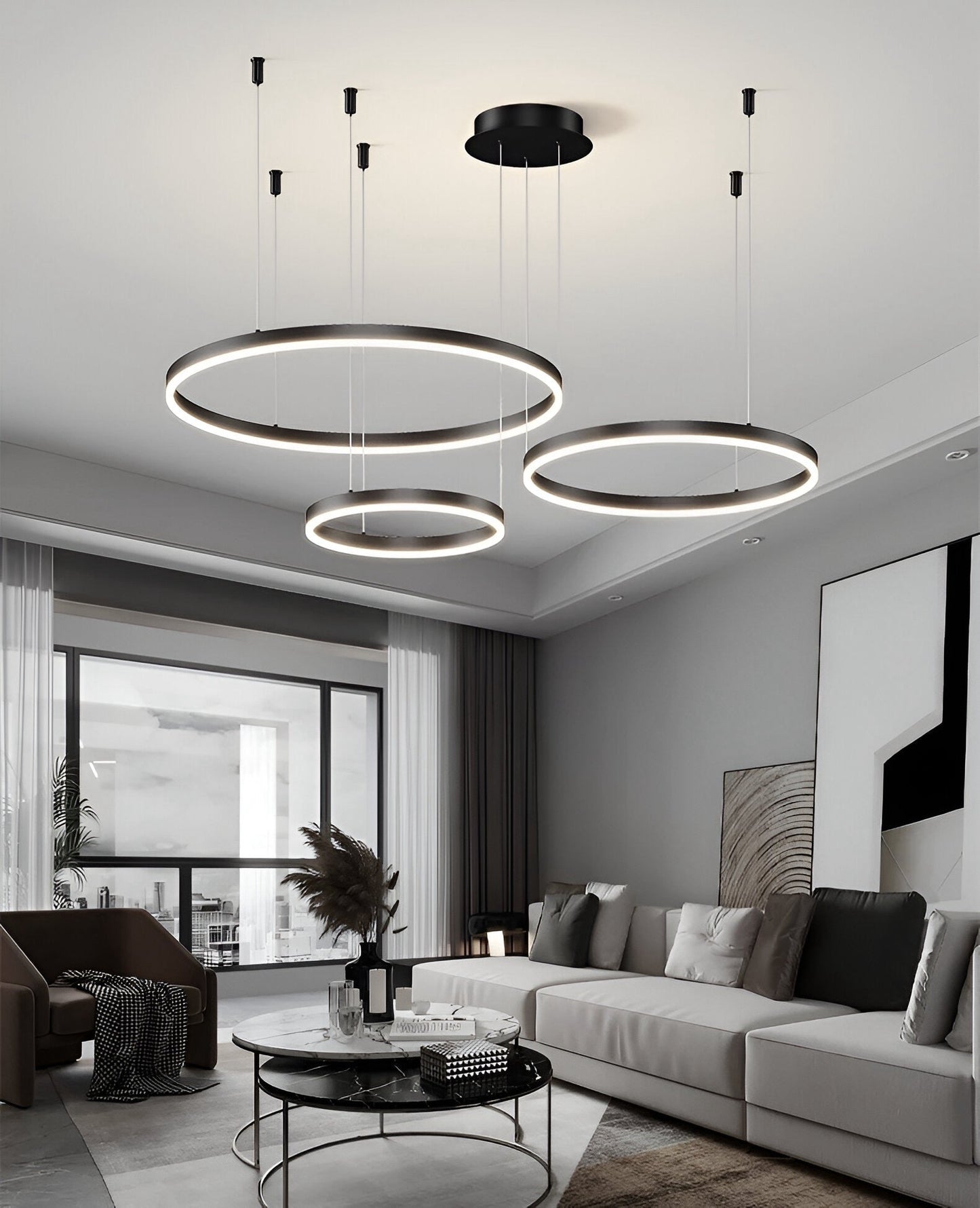 Moderne Led Ring Hanglamp Met Meerdere Lichtcirkels En Dimbare Verlichting