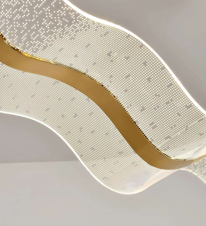 Sculpturale Led Hanglamp Met Handgemaakte Acrylstructuur En Dimbare Verlichting