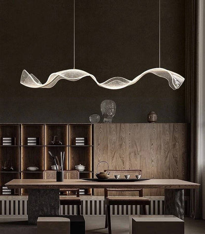 Sculpturale Led Hanglamp Met Handgemaakte Acrylstructuur En Dimbare Verlichting