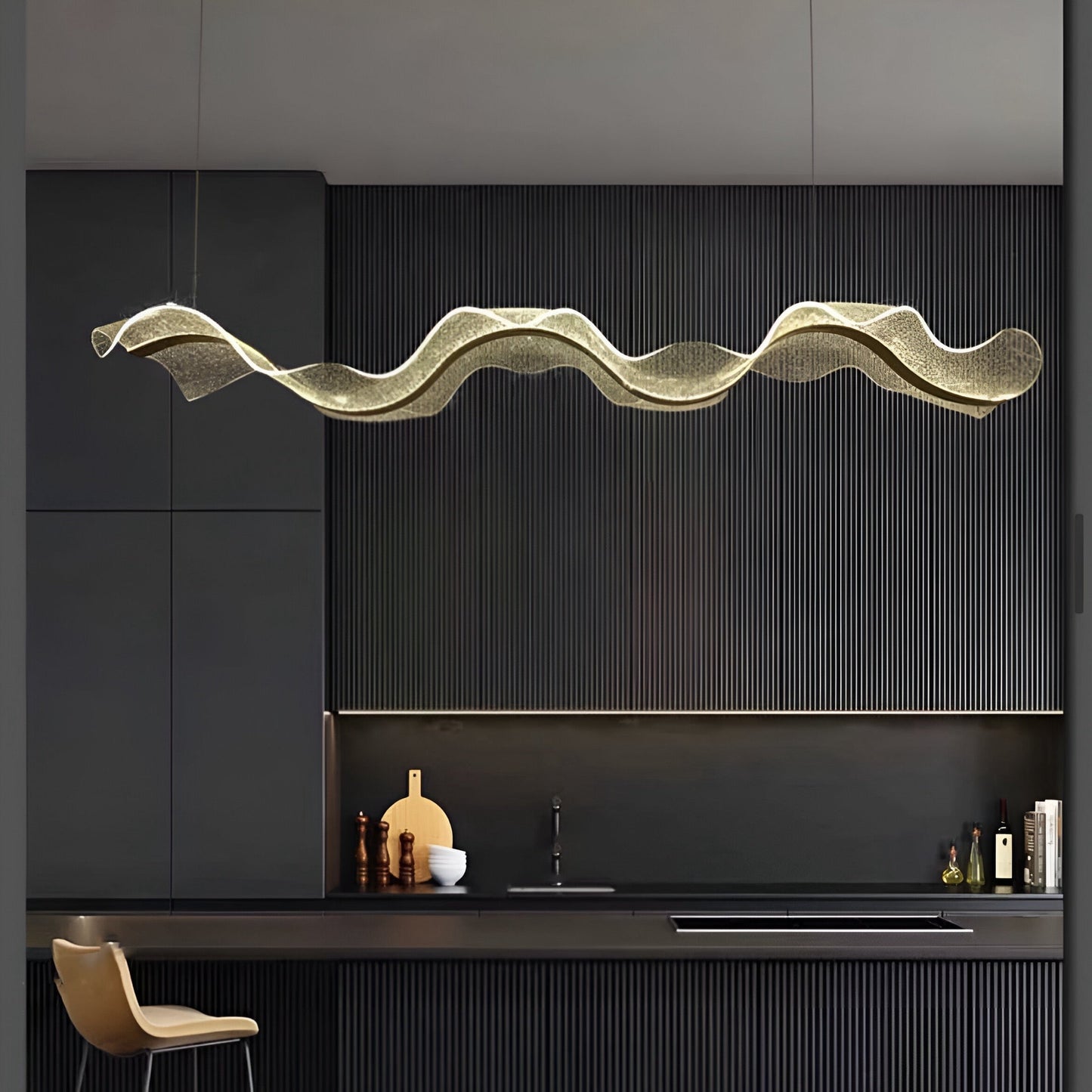 Sculpturale Led Hanglamp Met Handgemaakte Acrylstructuur En Dimbare Verlichting