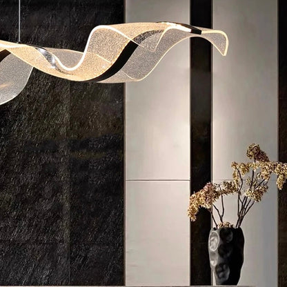 Sculpturale Led Hanglamp Met Handgemaakte Acrylstructuur En Dimbare Verlichting