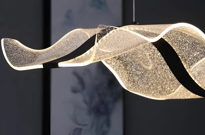 Sculpturale Led Hanglamp Met Handgemaakte Acrylstructuur En Dimbare Verlichting