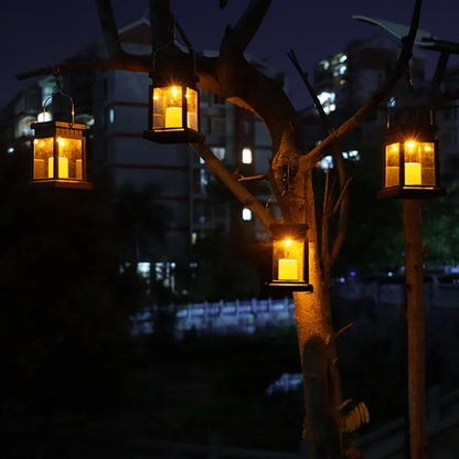 Zonne-energie Lantaarn met Kaarsvlam Effect voor Tuin & Terras – Waterdicht IP65 LED Tuinlantaarn Automatische Schemersensor