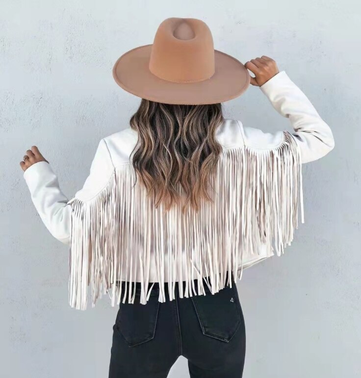 Leren Jasje Fringe Stijlvol Trendy