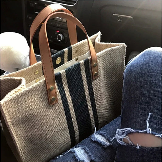 Vintage Stripe Zilveren Handtas met Riem - StudioMarella
