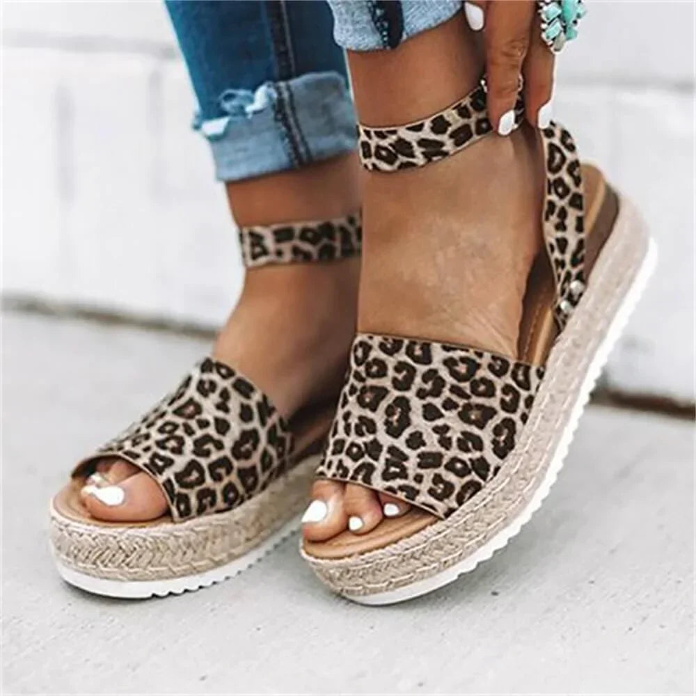 Dames Plateau Sandalen met Verstelbaar Enkelbandje | Zomerse Sleehak Schoenen met Open Teen voor Dagelijks Gebruik