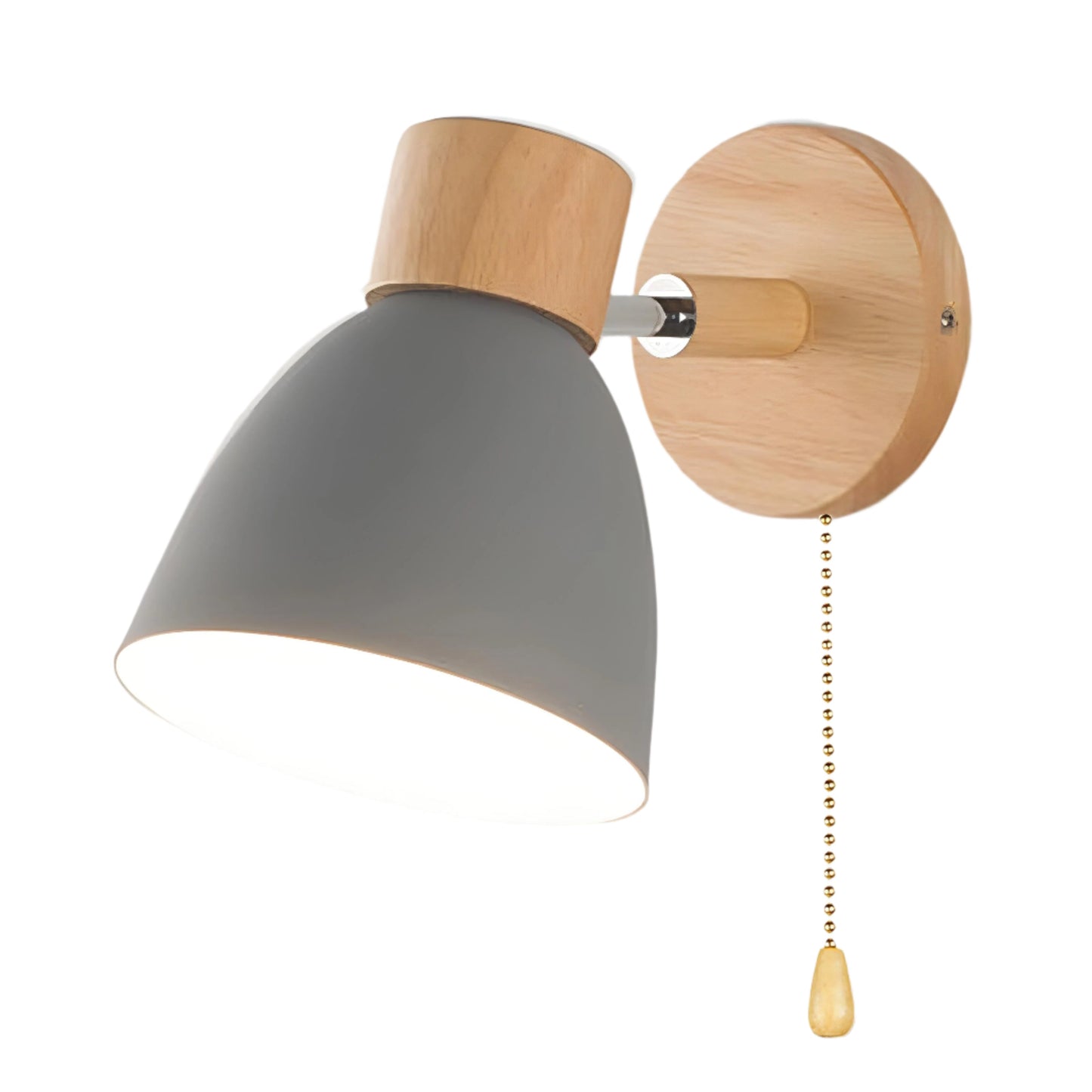 Scandinavische Wandlamp Hout met Trekschakelaar Natuurlijke Stijl Sfeerlicht Woonruimte