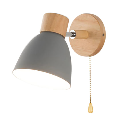 Scandinavische Wandlamp Hout met Trekschakelaar Natuurlijke Stijl Sfeerlicht Woonruimte