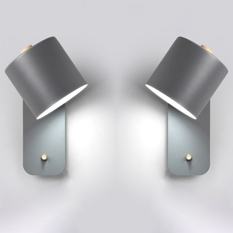 Wandlamp Led Metaal Draaibaar Schakelaar Wit Grijs Groen Slaapkamer Woonkamer Gang Modern
