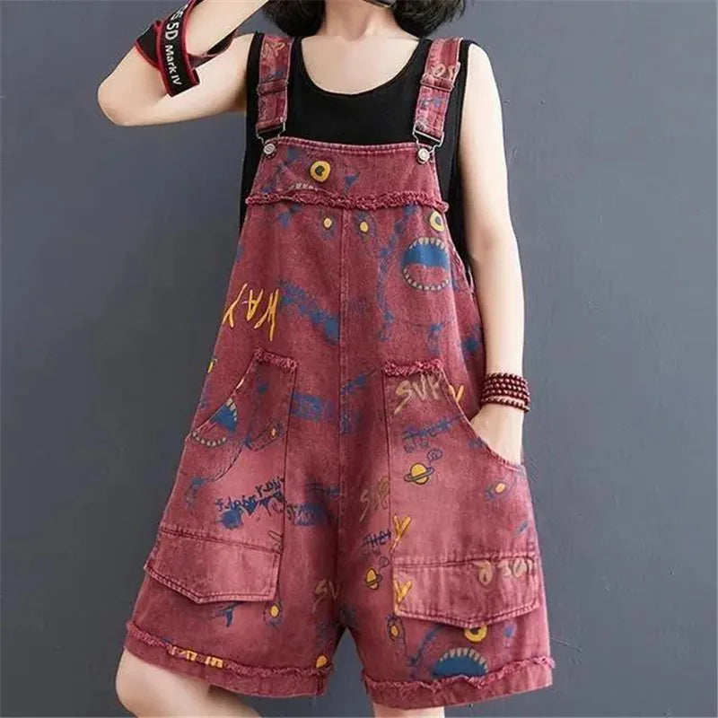 Zomer Overall Denim Shorts Bluzy Jurk