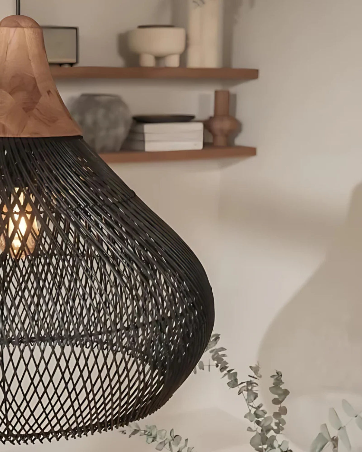 Handgeweven rotan hanglamp in boho stijl – natuurlijke plafondlamp voor eetkamer en woonkamer met warme lichtuitstraling