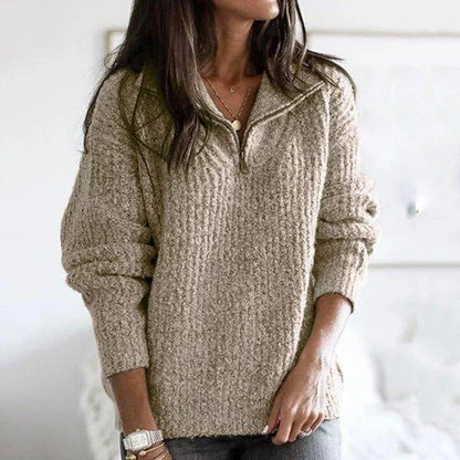 Dames Trui Halfzip Met Textuur en Zachte Structuur