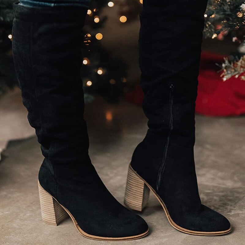 Knielaarzen Suède Look Elegante Damesschoenen