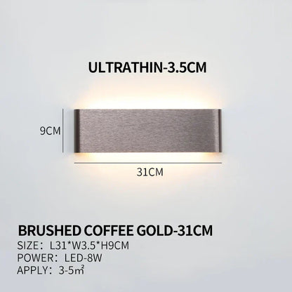 Ultra-dunne design wandlamp APHRODITE — moderne aluminium LED-wandverlichting met acryl kap