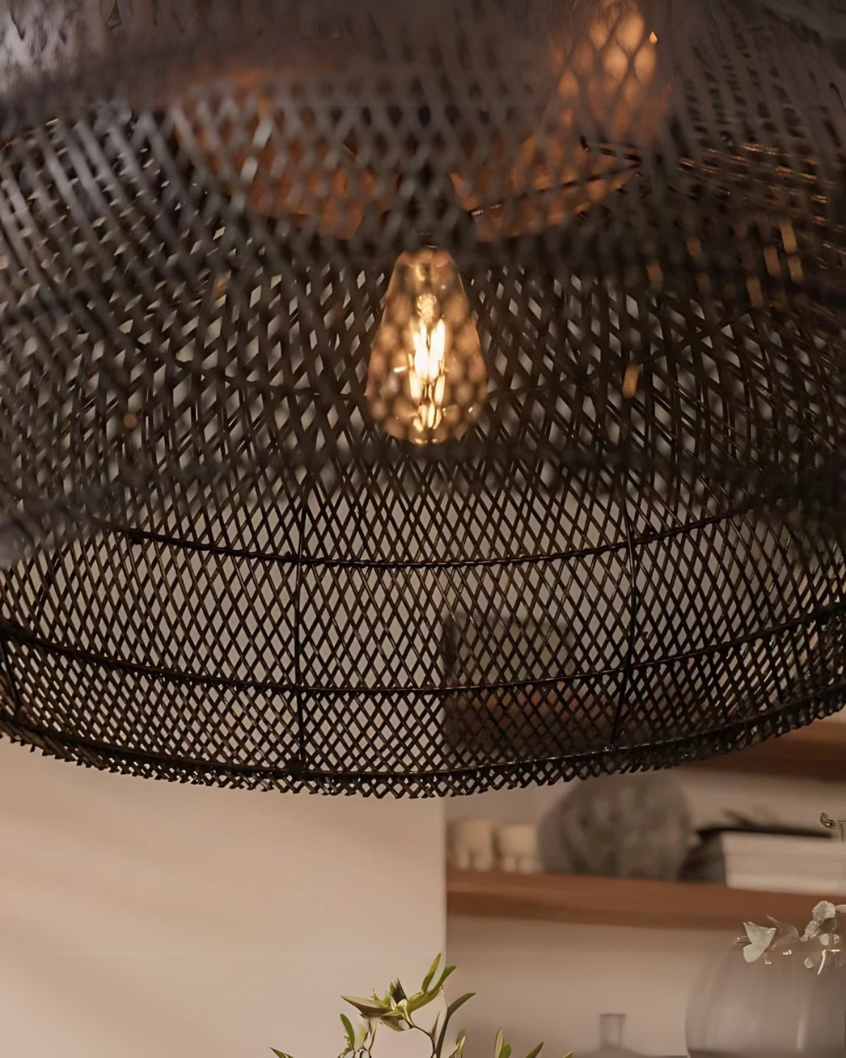 Handgeweven rotan hanglamp in boho stijl – natuurlijke plafondlamp voor eetkamer en woonkamer met warme lichtuitstraling